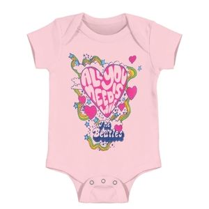 The Beatles Baby Onesie All You Need Is Love Pink